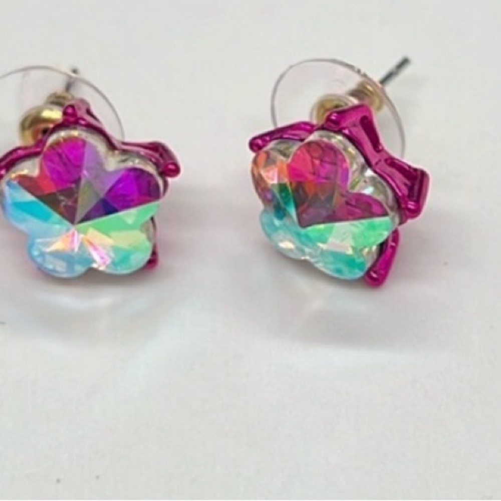 Betsy Johnson fruity petals crystal earrings studs